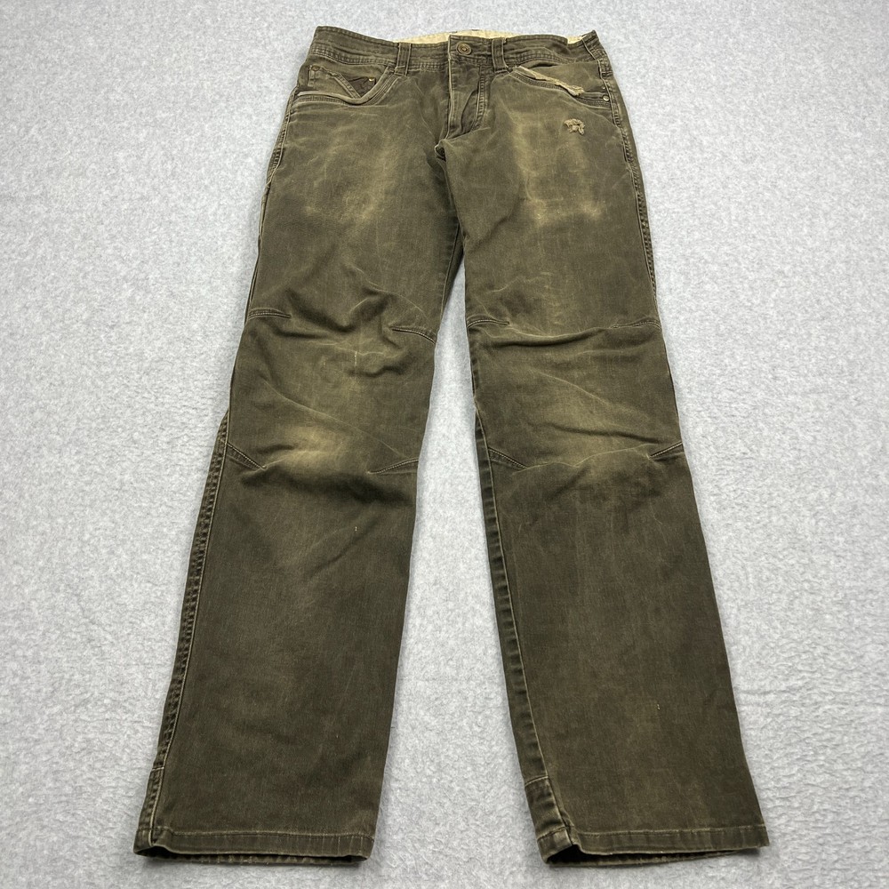 Kuhl Easy Rydr Pants Men's 30x32 Green Canvas Vintage Patina Dye Outdoor Hiking