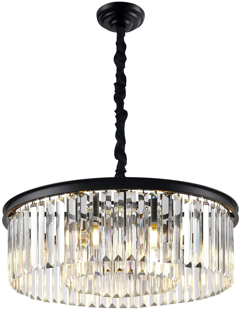 Black Modern Crystal Chandelier Semi Flush Mount Ceiling Light Fixture