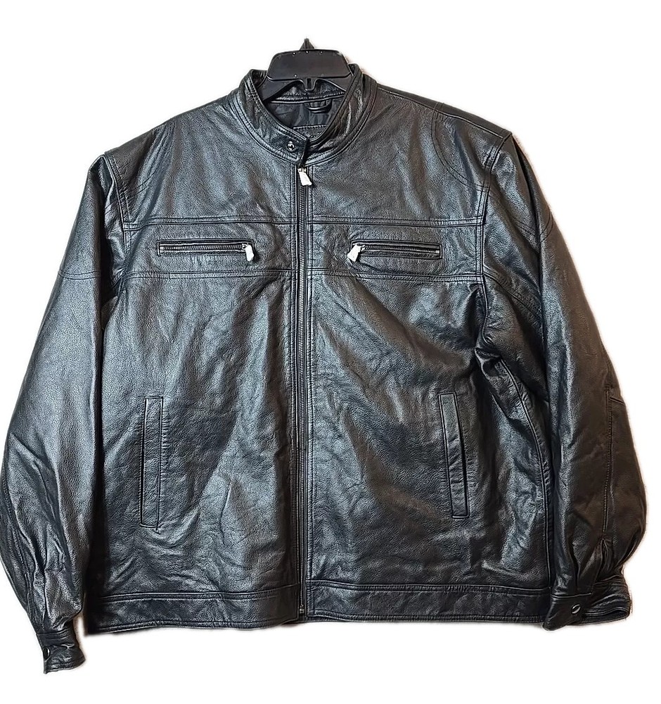 Vintage Leather Brand Men's XXL Black Leather Jacket. NWT