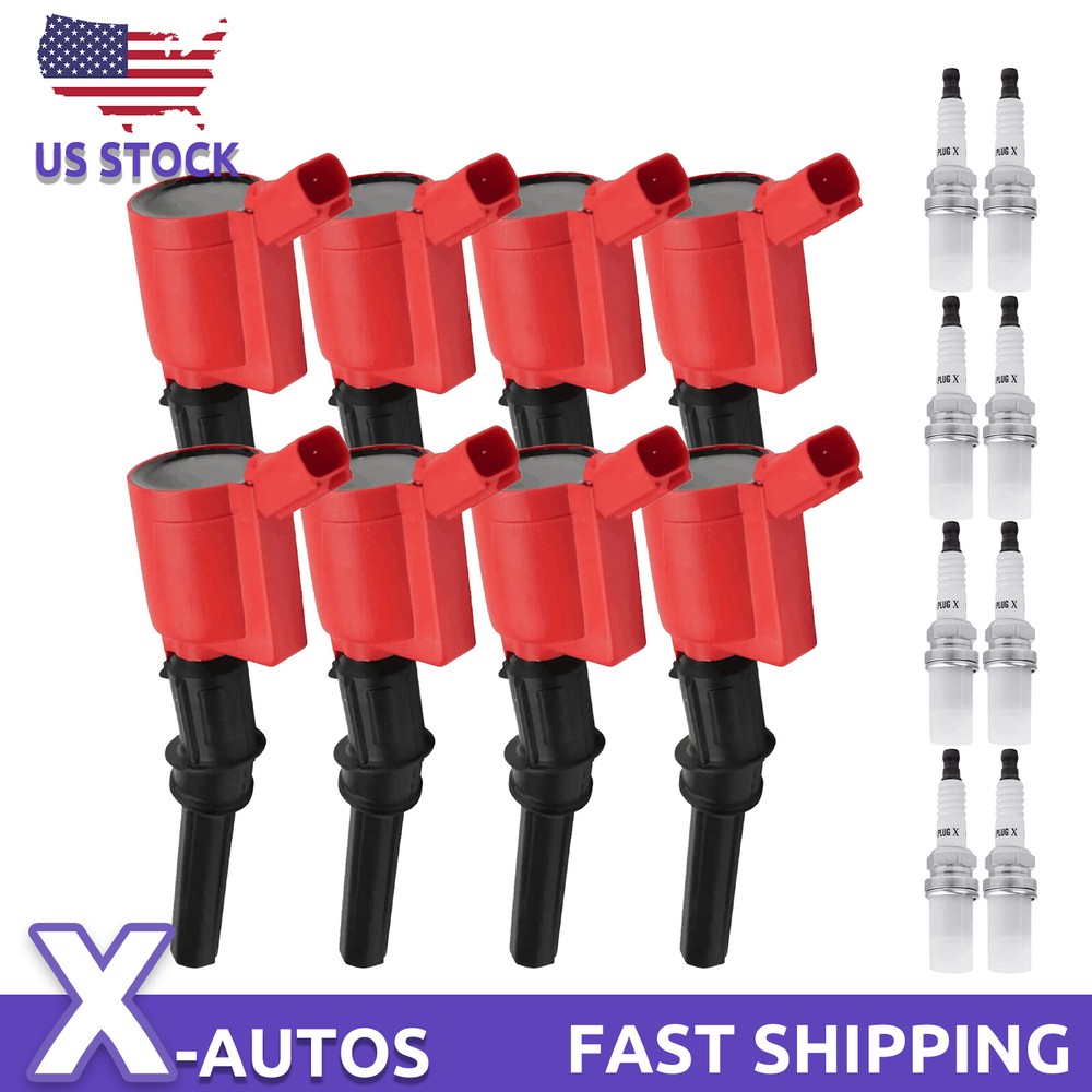 8PCS Ignition Coil & Iridium Spark Plug Kit Compatible with Ford F-150 E-150 E-250 F-250 DG508