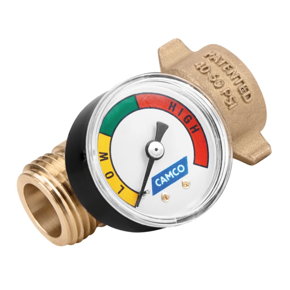 Brass Water Pressure Regulator W/ Gauge Drinking Water Safe RV Marine Plumbing