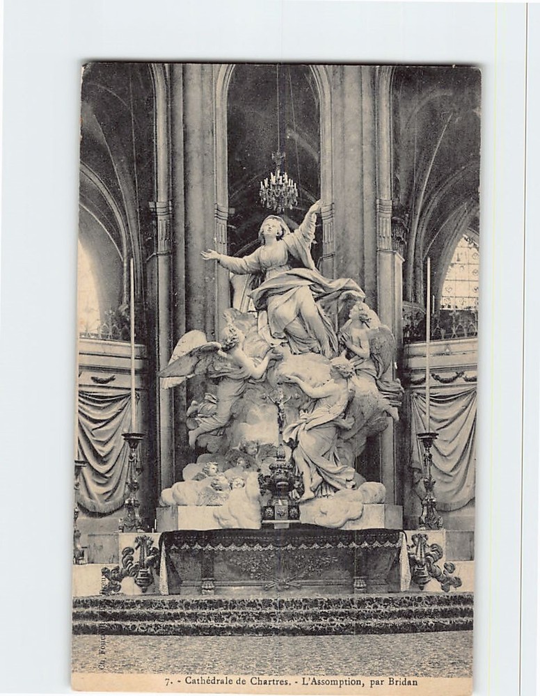 Postcard The Assumption Statue Our Lady of Chartres Cathedral Chartres France