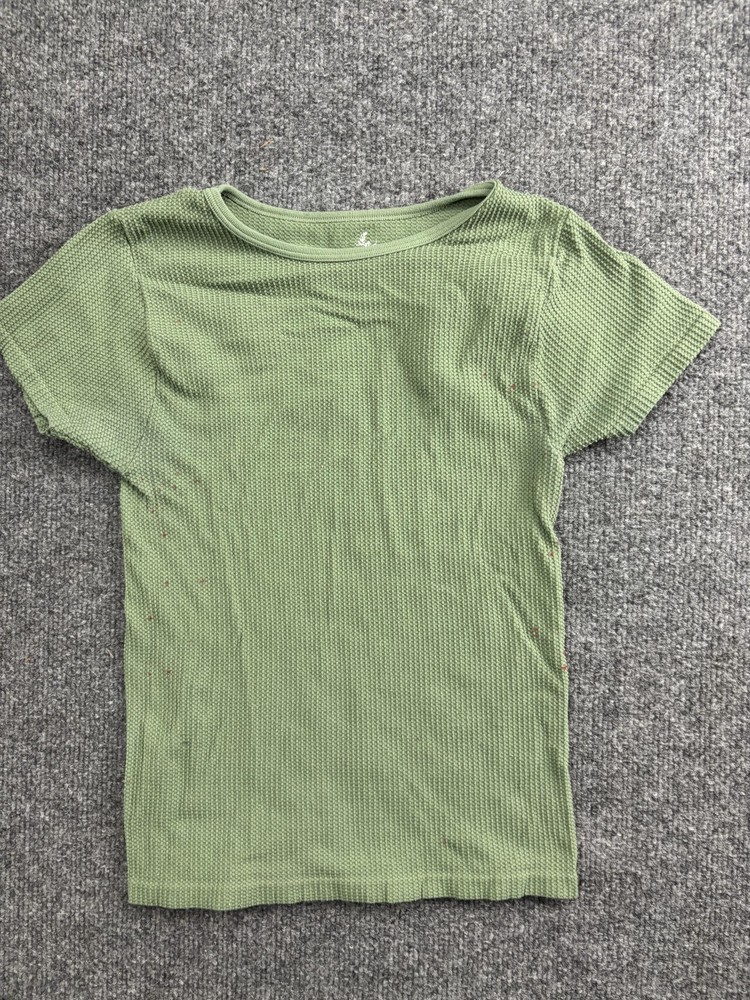 Intimately Free People Shirt Womens M/L Green Waffle Knit Short Sleeve Tee Top
