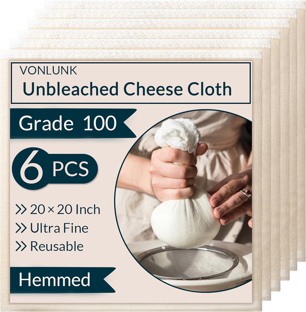 6-Pack Beige Cheesecloth, 20X20 Inch Hemmed Cheese Cloth for Straining, Reusable