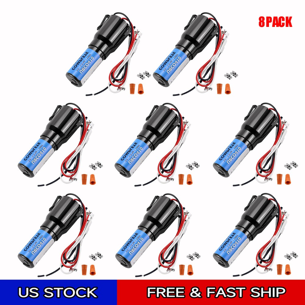 8Pc 3in1 RCO410 for Relay Refrigerator Compressor Hard Start Capacitor Universal
