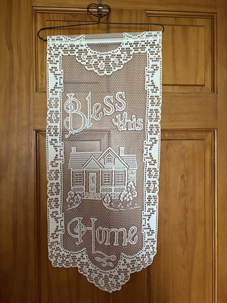 Bless this home lace vintage on heart hanger