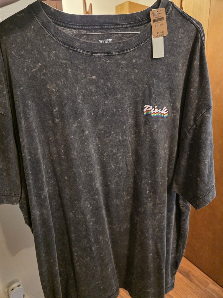 Nwt - Pink By Victoria's Secret Campus Rainbow Dogs Tee Shirt Top - One Size Xl