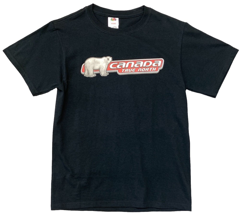 Canada True North Polar Bear Logo Fashion Clothing T-Shirt Size Small Black
