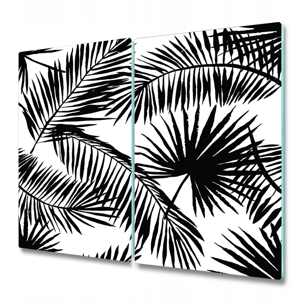 Glass Induction Ceramic Hob Cover Minimalistic Palm Leaves Art 2x30x52