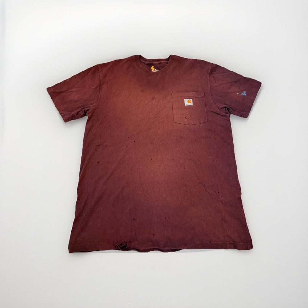 Carhartt K87 Pocket T Shirt Men Medium Burgundy Loose Fit Workwear Tee