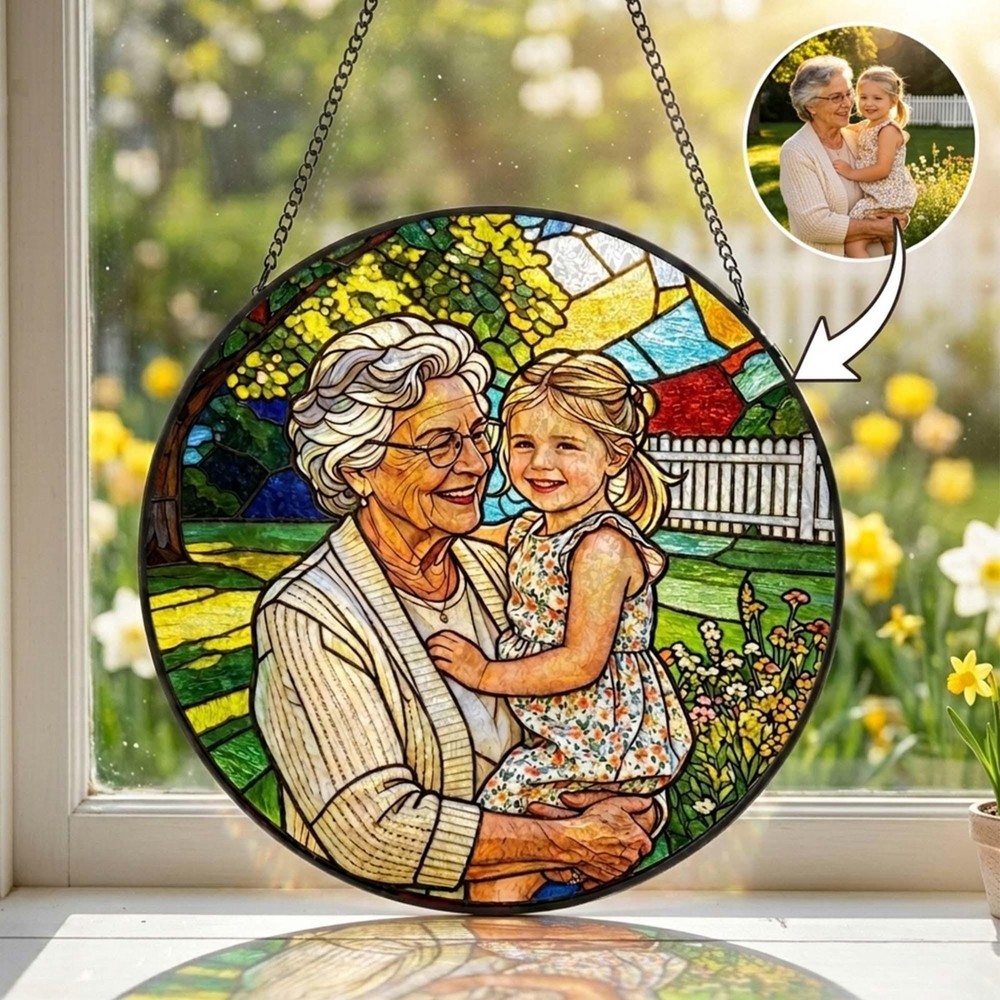 Custom Stained Glass Photo Suncatcher: Personalized Portrait Window Hanging