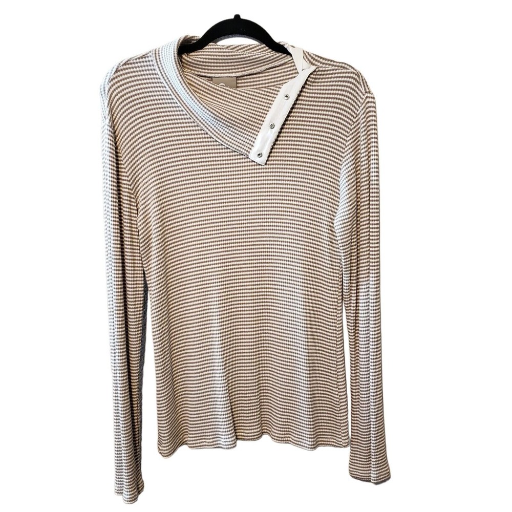 Dolan left coast collection womens striped stretch knit top long sleeve size L