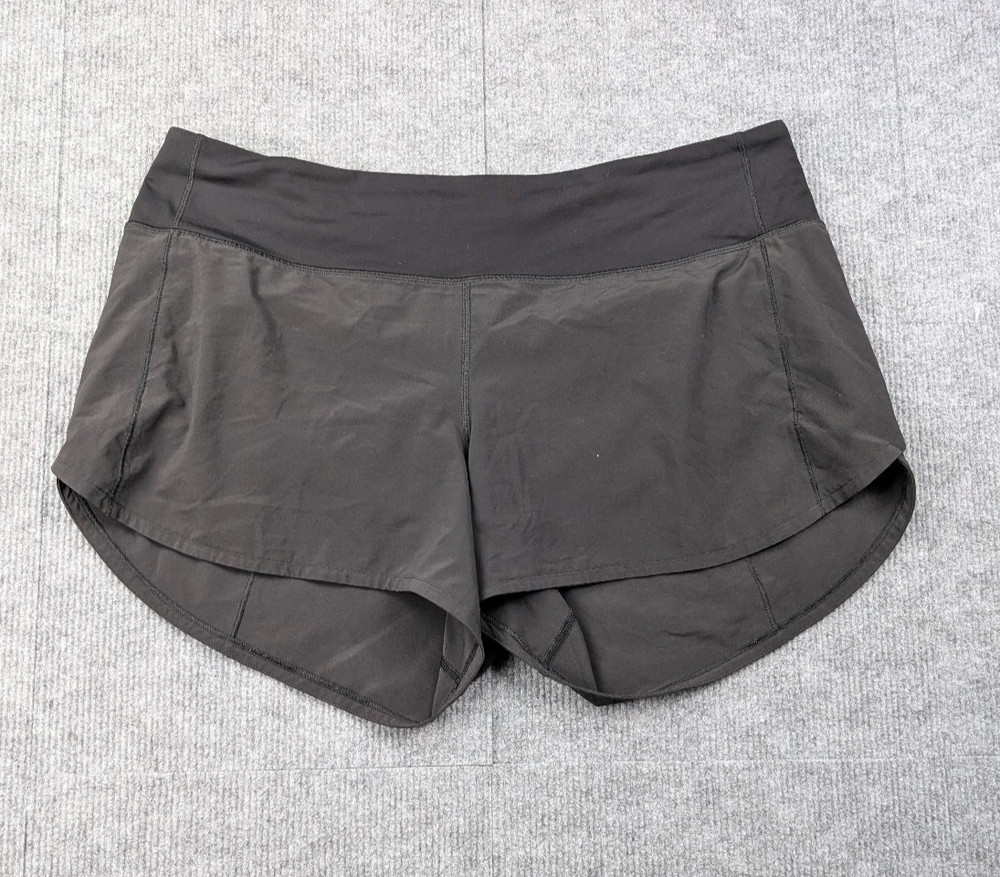 Lululemon Speed Up Shorts Womens 12 Black Lined Athletic Running Minimal Gym