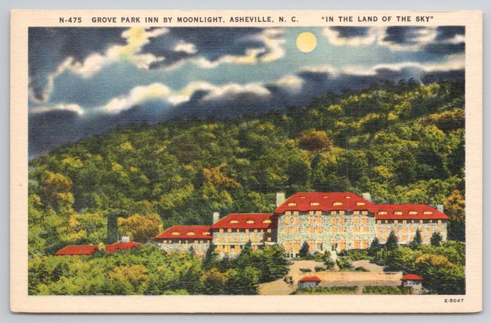 Grove Park Inn Moonlight Asheville NC Vintage Postcard 
