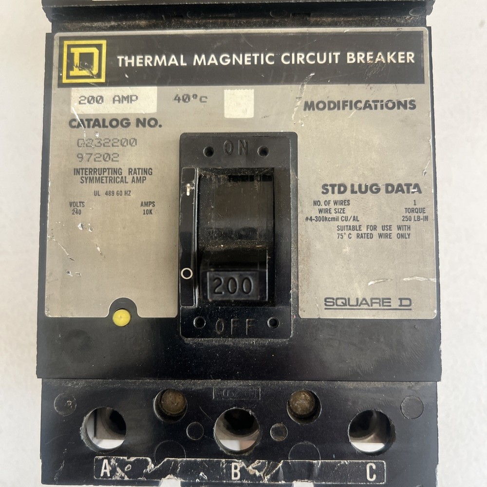 Square D Q232200 200A 3-Pole Circuit Breaker Black 240V