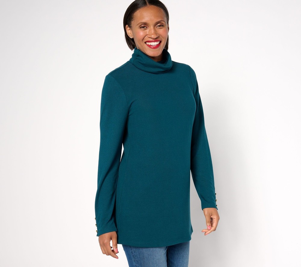 Denim & Co. Women's Top Sz M Essentials Heavenly Jersey Tunic Green A673725