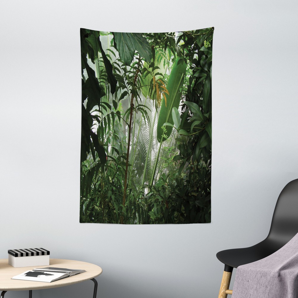 Green Tapestry Tropical Rainforest Wild Print Wall Hanging Decor