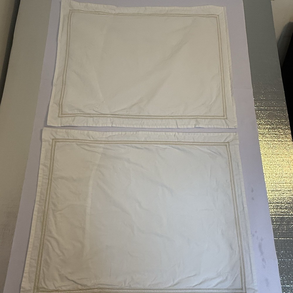 Frette Italian 100% Cotton Pillow Shams Set Of 2  Embroidery  28x 20