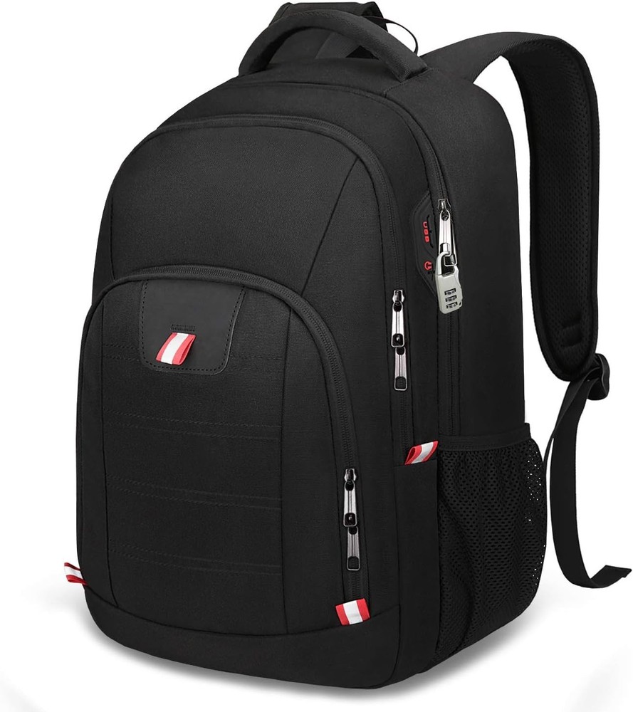 Della Gao USB Charging Travel Laptop Backpack for Men and Women in Black