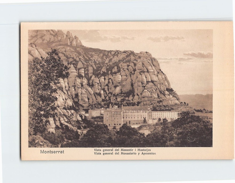 Postcard General View of Monasterio y Aposentos Montserrat Spain