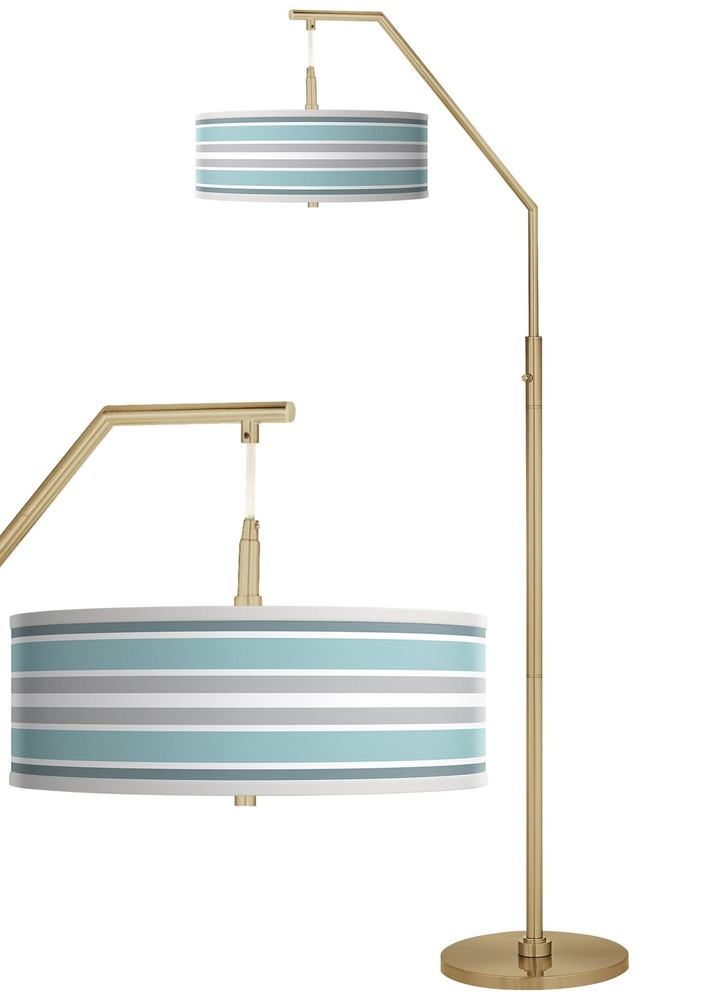 Multi Color Stripes Giclee Warm Gold Arc Floor Lamp