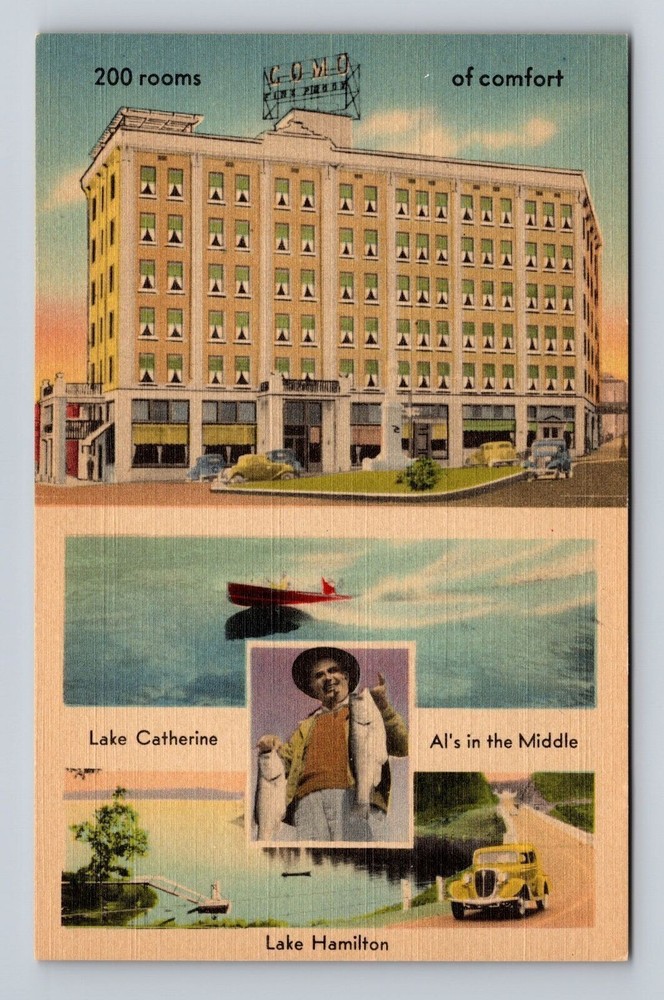 Hot Springs National Park AR- Arkansas, Hotel Como, Advertise, Vintage Postcard