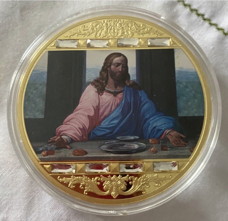 The Last Supper Commemorative Keepsake Coin 24k Gold Plated, Swarovski Crystal