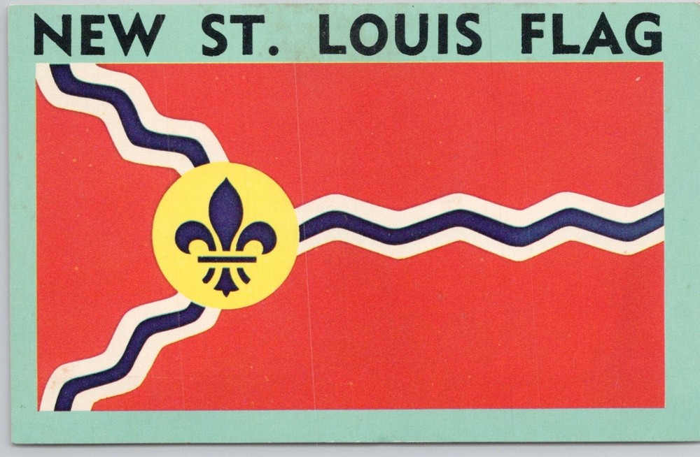 1964 St. Louis Flag Postcard - Missouri & Mississippi Rivers Symbolism