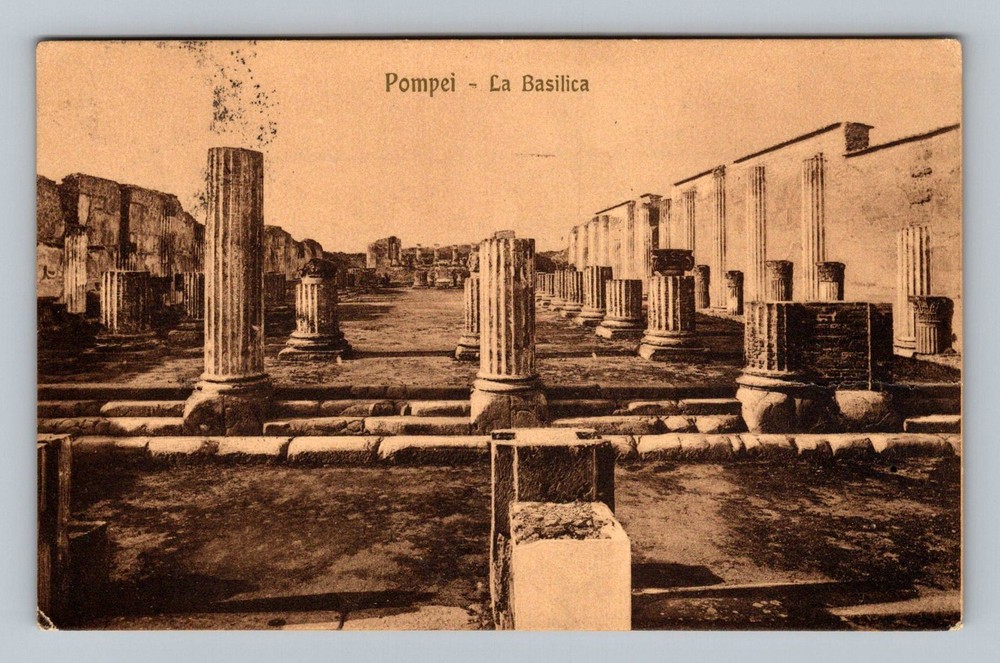 Italy- Pompei The Basilica Ruins Souvenir Postal Old Card View Vintage Postcard