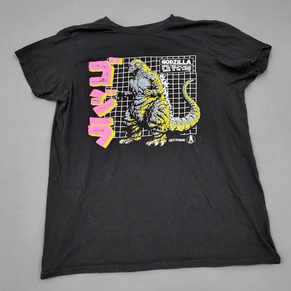Godzilla Graphic Black Crew Neck Short Sleeve Shirt for Men Medium M Pullover Knit