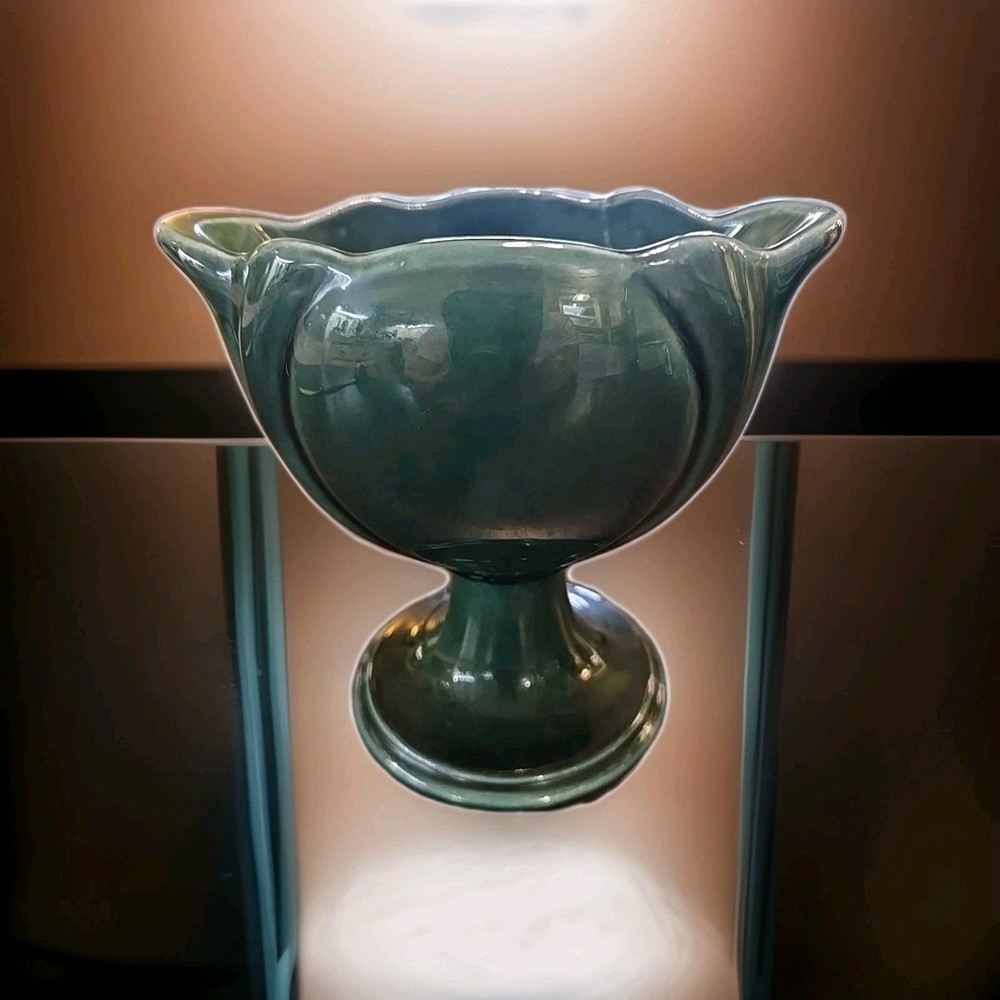 Hull Pottery Tulip Vase Planter USA #F33 Deep Forest Green Estate Collectible
