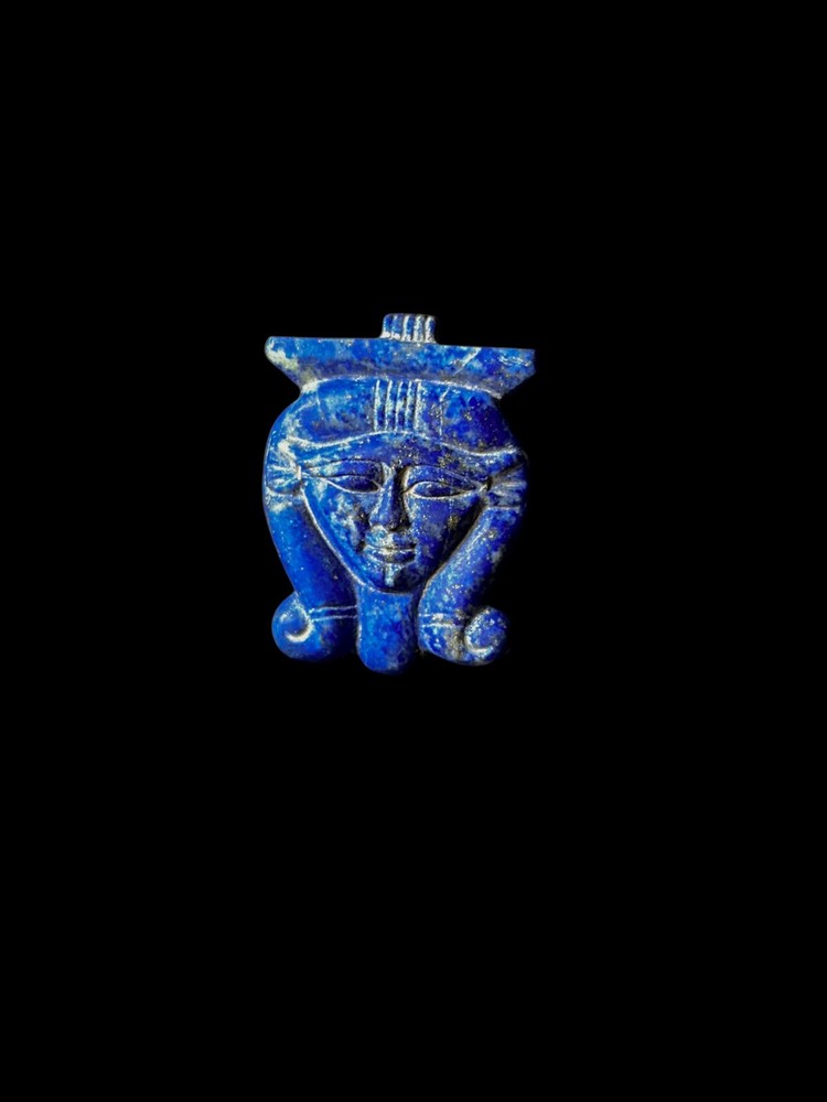 Goddess Hathor Amulet - Authentic Egyptian Craftsmanship from pure lapis lazuli