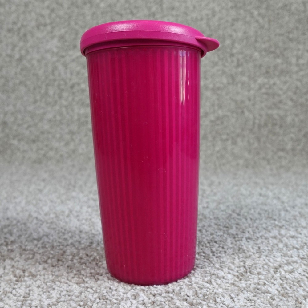 Tupperware Pink Double Wall 24oz Tumbler with Straw Seal Lid 3329A-1