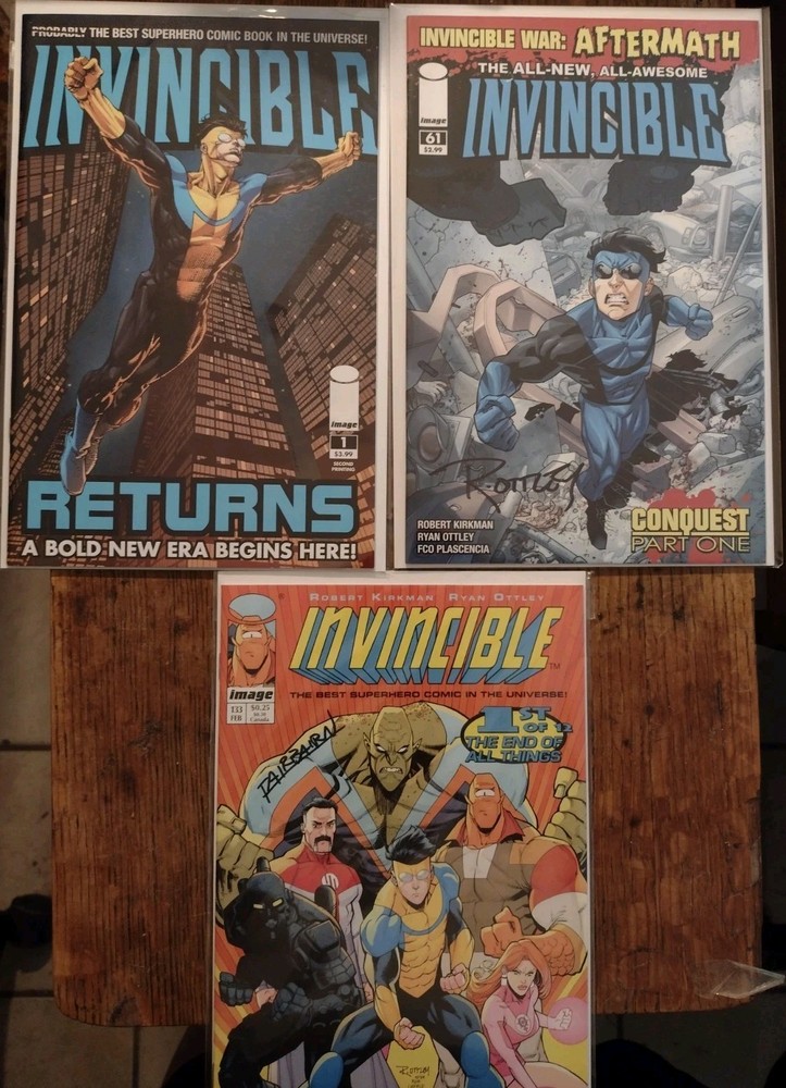 Invincible 61 First Conquest Signed by Ottley & Invincible Returns 1 Thragg