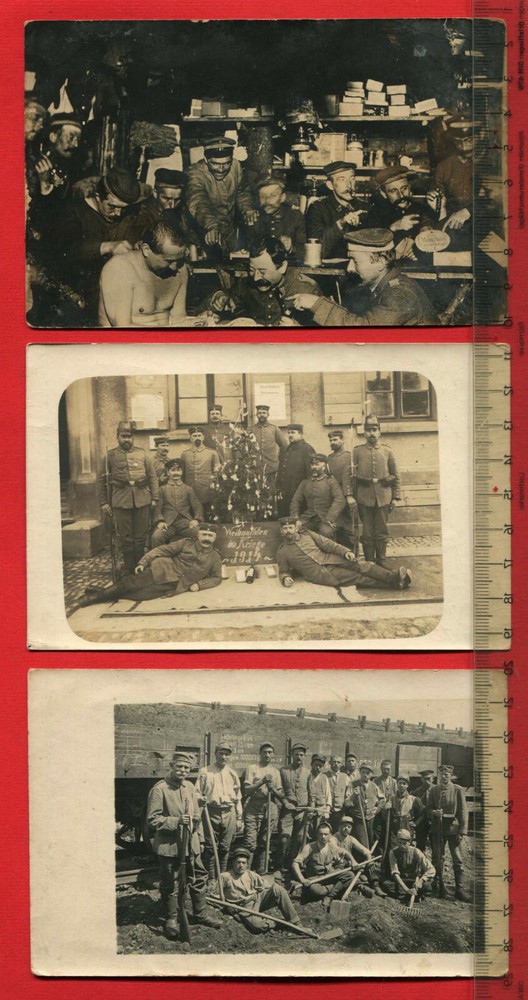 3 x Photo Postcard, WW1, Soldier Life Landsturm St. Georgen, Christmas (64027
