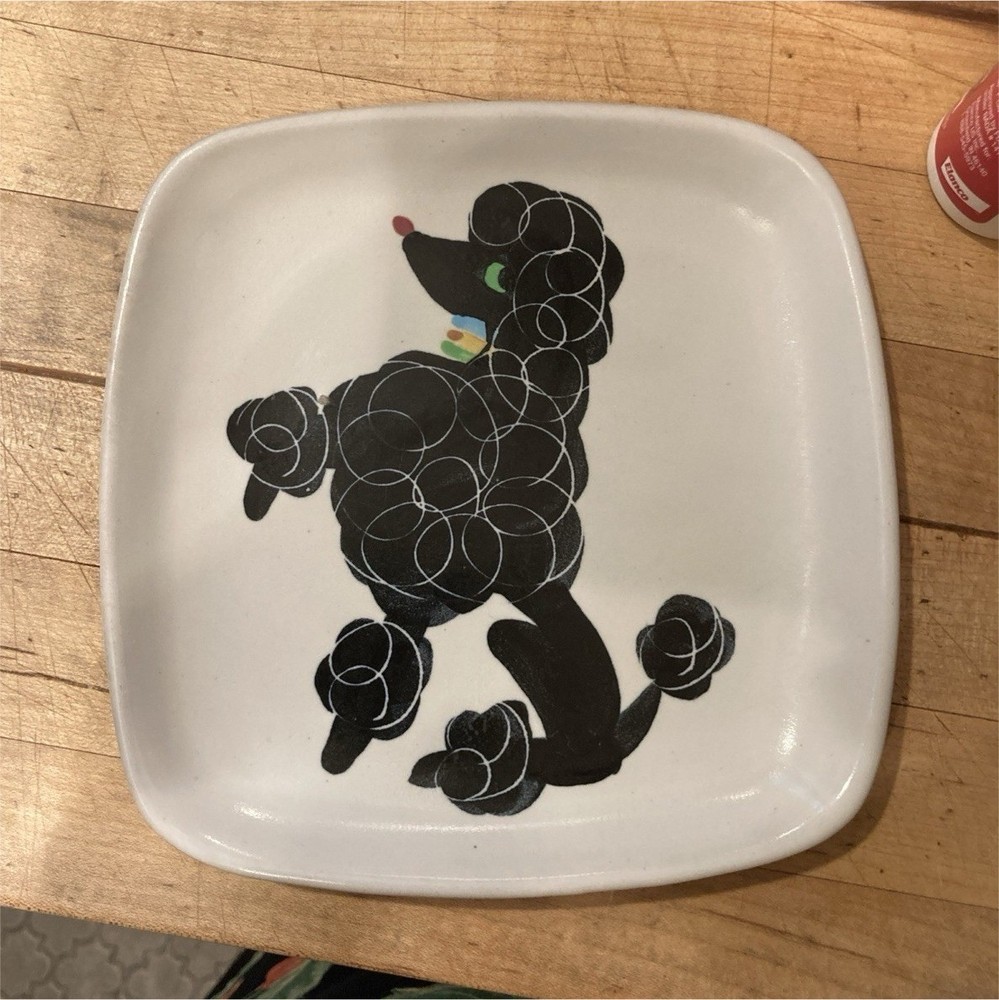 Glidden 65 Square 7” Decorative Plate Black Poodle