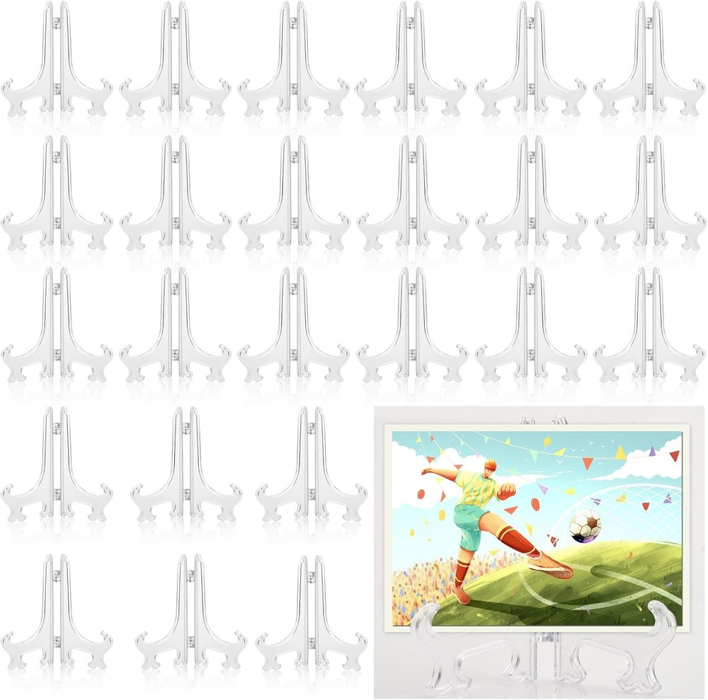 25 Pack Acrylic Easel Stand 3 Inch Clear Plastic Easels Plate Holders clear