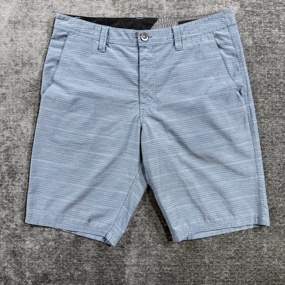 Volcom True To This Shorts Men’s Size 32 Blue Striped Hybrid Chino Flat Front