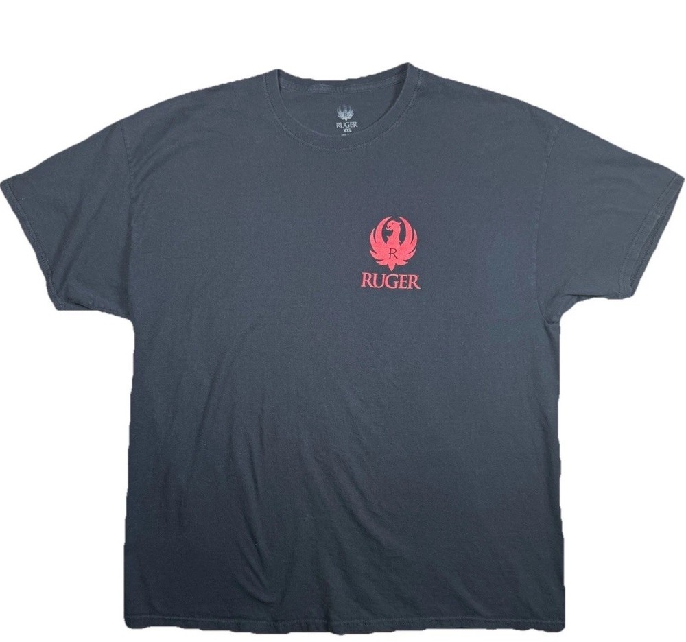 Ruger Phoenix Logo American Firearms Black 2 Sided Graphic T-Shirt Men's XXL