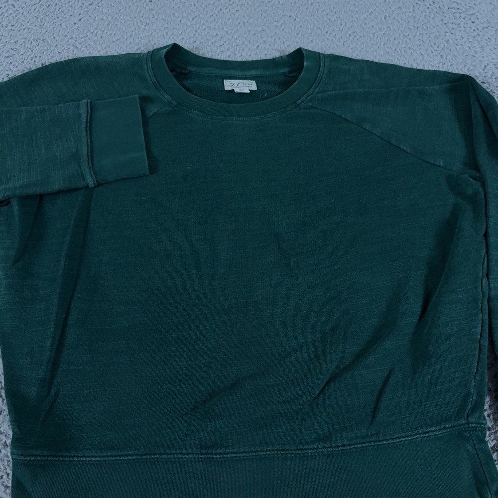 J Crew Vintage Cotton Terry Crewneck Pullover Sweatshirt Womens XS Green Casual