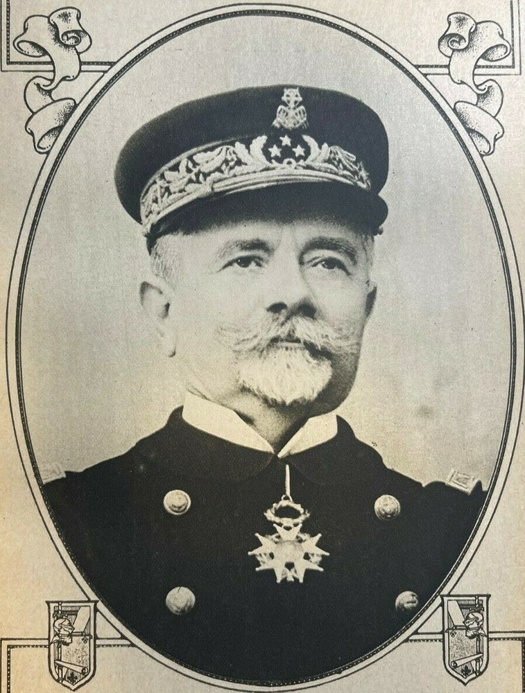 1917 Vintage WWI Illustration French Admiral D'Artige Du Fournet