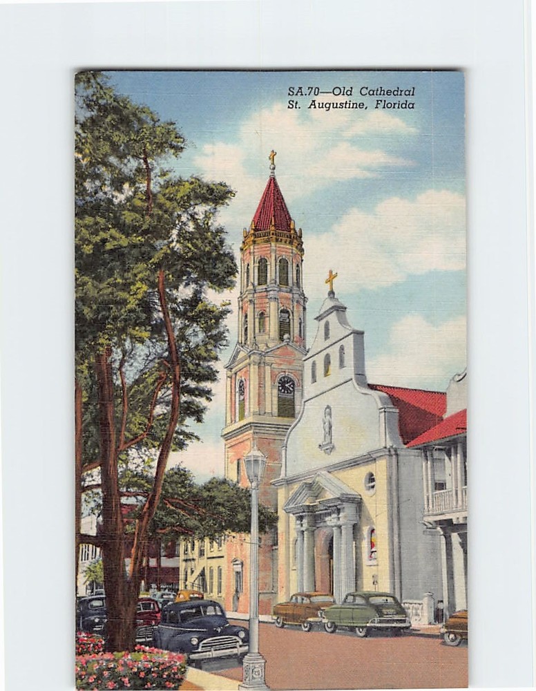 Postcard Old Cathedral Roman Catholic Church Saint St. Augustine Florida USA