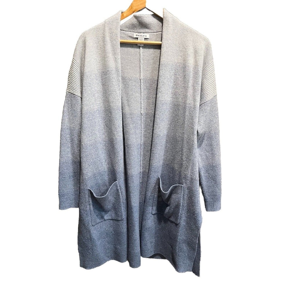Athleta Light Blue Ombre Cashmere Wool Blend Women's Knit Open Cardigan Size M