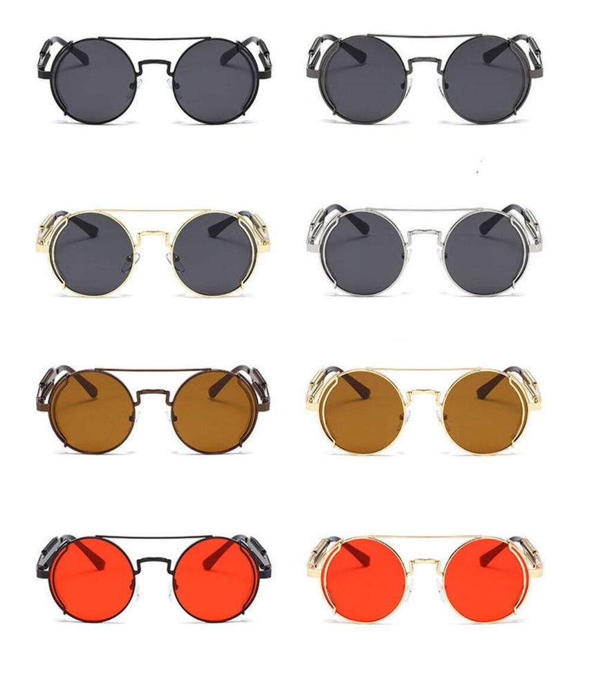 Steampunk Sunglasses for Men, Metal and Plastic Frame with Double Spring Leg Des