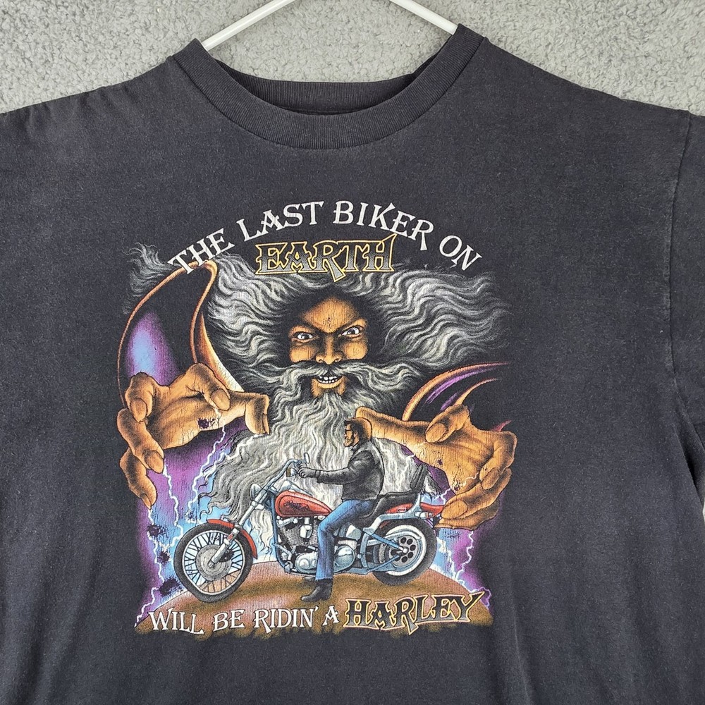 Vintage Harley Davidson Shirt Mens 2XL 90s 3D Emblem Last Biker On Earth USA