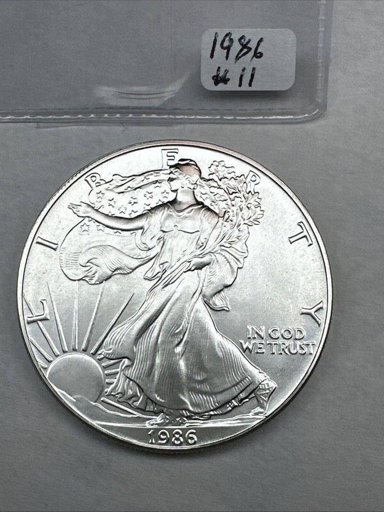 1986 Uncirculated Silver American Eagle 1oz 0.999 Fine Silver 11