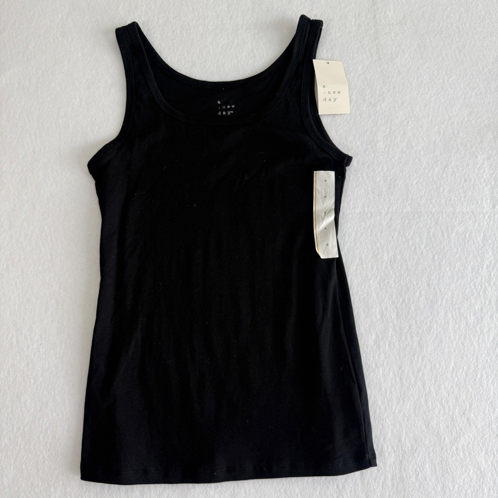 A New Day Stretchy Tank Top Women Small Black