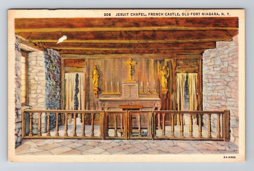 Old Fort Niagara NY-New York, Jesuit Chapel, French Castle, Vintage Postcard