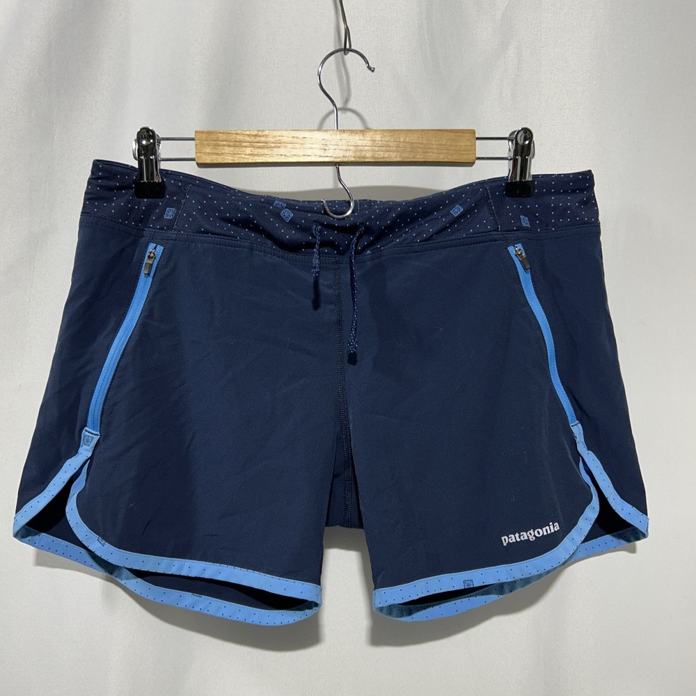 Patagonia Womens Sz Medium Strider Shorts  Navy Blue Athletic Running Lined