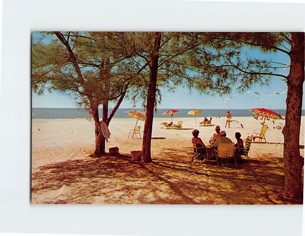 Postcard Beach Scene Tahitian Motel Beach St. Petersburg Florida USA